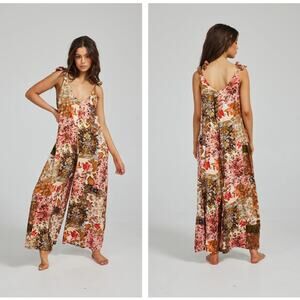 TALISMAN Temple Wide Leg Jumpsuit Enchanted Patchwork Floral Sz XL NWT $158 TT38